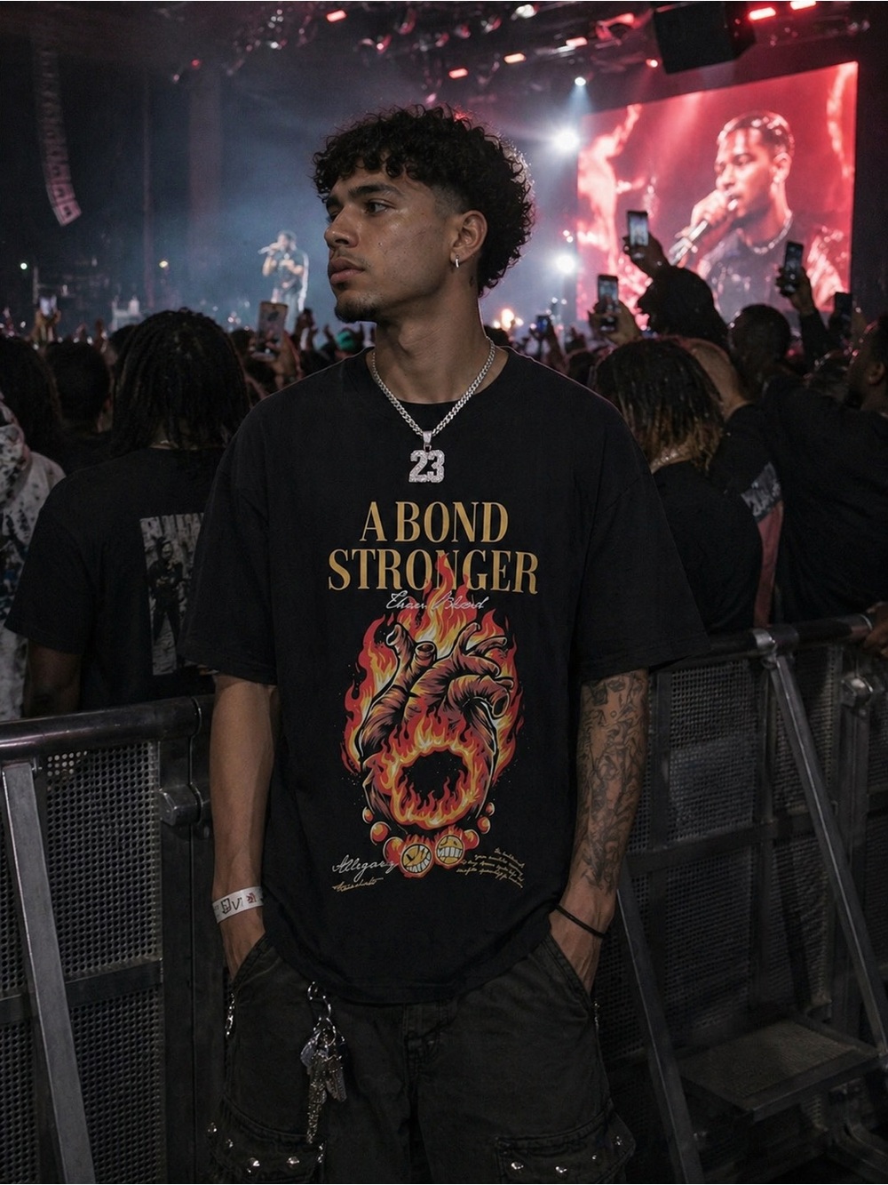 Allegory Graphic Tee A Bond Stronger Flame Heart Shirt Oversized Medium